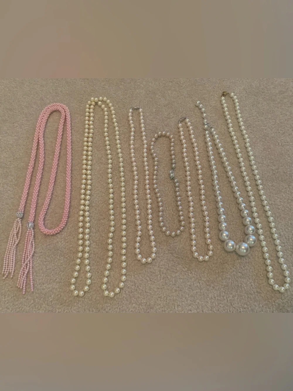 Lot of 7 Vintage Faux Pearl Beaded Necklaces Costume Jewelry Classic Timeless